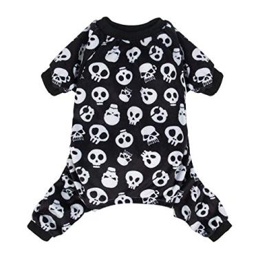 Imagem de CuteBone Pijama de Halloween para cachorro, macacão de cachorro pequeno, macio, para gatos, roupas confortáveis para animais de estimação, roupas de Natal, body para cachorrinhos P11XL