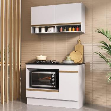 Imagem de Armário Cozinha Modulada Compacta 105cm com Balcão para Cooktop e Rodapé Veneza Multimóveis MP2294