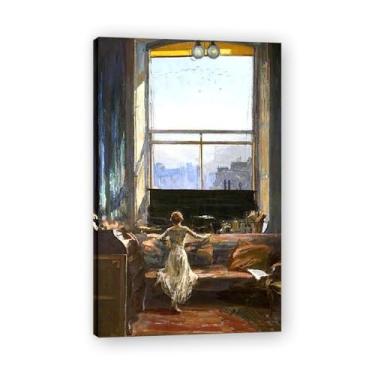 Imagem de Impressão em tela Daylight Raid John Lavery Irish Realist Portrait & War Scenes – Arte de parede vintage para casa emoldurada 60 x 96 cm