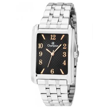 Imagem de Relógio CHAMPION masculino analógico prata preto CN20373T