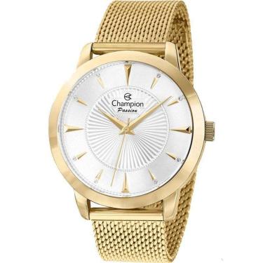 Imagem de Relógio CHAMPION feminino dourado strass esteira CN29258X