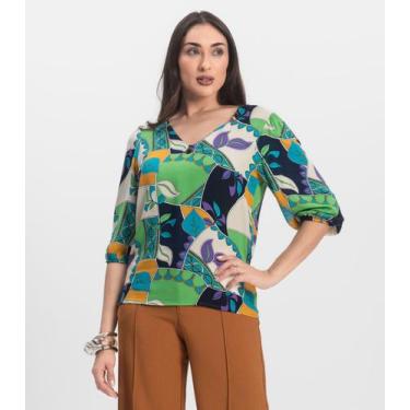 Imagem de Blusa Manga Curta Infinita Cor Verde, M, Verde