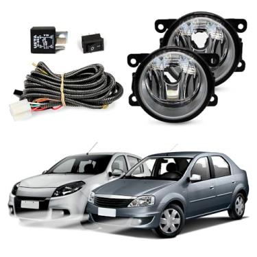 Imagem de Kit Farol de Milha para Logan Sandero 2007 a 2013 Completo com Chicote Botão e Relê Auxiliar Neblina