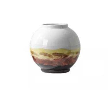 Imagem de Vasos de flores novo estilo chinês pintado à mão lavagem de tinta vaso de cerâmica ornamentos sala de estar prateleira antiga decoração de estante vaso de cerâmica (pequeno)