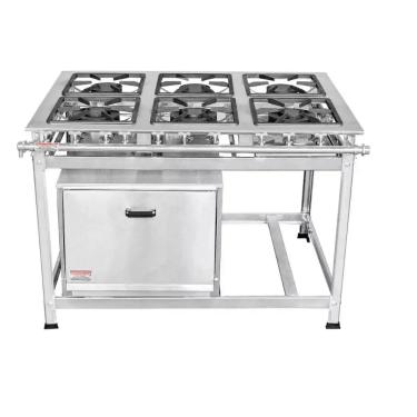 Imagem de Fogão Industrial de 6 Bocas 30x30 Inox P5 Com Forno Leona