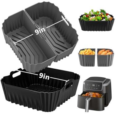Imagem de Forros de silicone para fritadeira a ar ninja AF141 AF142 AF181 AF182 5-6,5 QT, pacote com 3 acessórios reutilizáveis de silicone para fritadeira Cosori, instantânea, Chefman de 4 litros a 6,5 QT