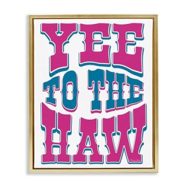 Imagem de Stupell Industries Yee To The Haw Typography Gold Framed Floater Canvas Wall Art Design por Susan Ball, 78 x 63 cm