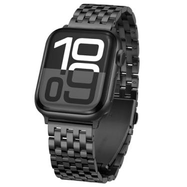 Imagem de Tasikar Correia metálica compatível com Apple Watch 42 mm (série 10) 41 mm 40 mm 38 mm para homens e mulheres, correias de substituição de aço inoxidável para iWatch SE série 10 9 8 7 6 5 4 3 2 1