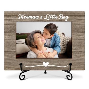 Imagem de RLCNOT Porta-retrato da avó, porta-retrato do menino Meemaw, presente Meemaw, moldura de madeira com suporte, moldura de 10 x 15 cm para exibição de prateleira de mesa, decoração de mesa de escritório