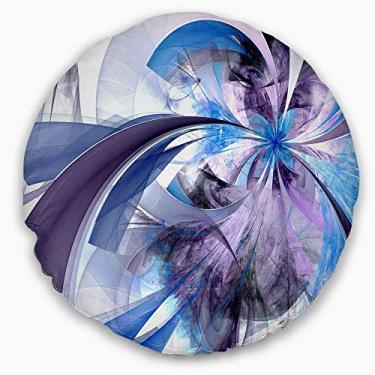 Imagem de Designart roxo e azul simétrico flor fractal sala de estar, sofá, almofada de alta qualidade + capa de almofada impressa em ambos os lados 40 cm
