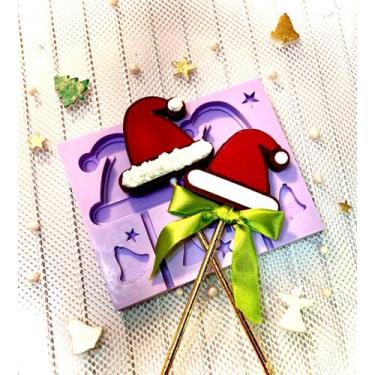 Imagem de Molde de silicone pirulito gorro papai noel confeitaria l2 - CM