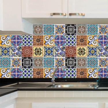 Imagem de Adesivo de Azulejo - Ladrilho Hidráulico - 20cm x 20cm - 24un - 047Azm