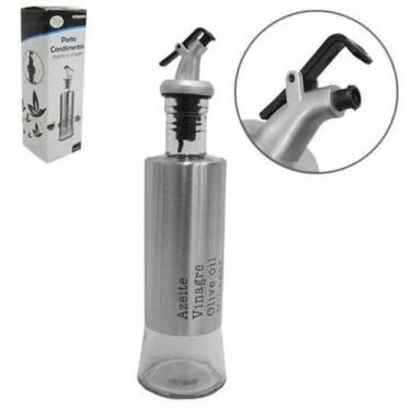 Imagem de Porta Condimento Azeite Vinagre Inox Vidro Cozinha - Cantinho Estiloso