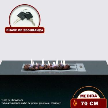 Imagem de Lareira a Gás Bella - 70cm - Aço Carbono Cinza - Fogo & Art, Com chave