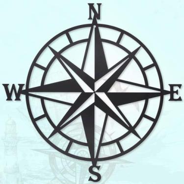 Imagem de Decoração de parede Resama Nautical Compass Black Metal 17cm