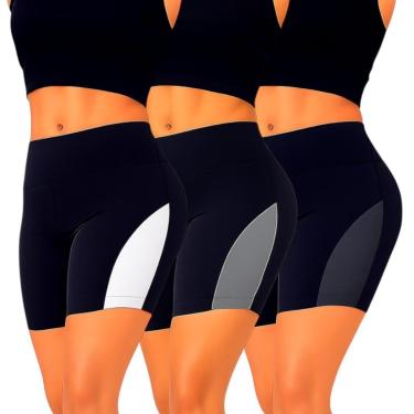 Imagem de Kit 3 Shorts Leg Legging REDINHA Cintura Alta Fitness Treino Casual Corrida Academia Cores 669-Feminino