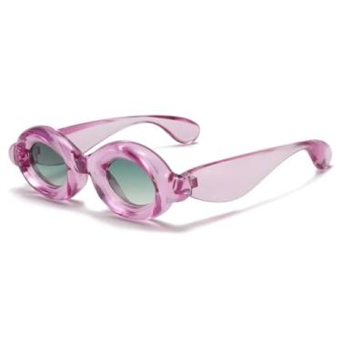 Imagem de VFDHN Óculos de sol retrô fashion punk festa feminino masculino vintage uv400 para áreas externas (roxo)