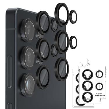 Imagem de Orzero (2 conjuntos) Protetor de lente de câmera compatível com S G S25 U, Protector de Cámera Bandeja de instalação em um passo individual anel de metal capa de vidro padrão de CD compatível com capa