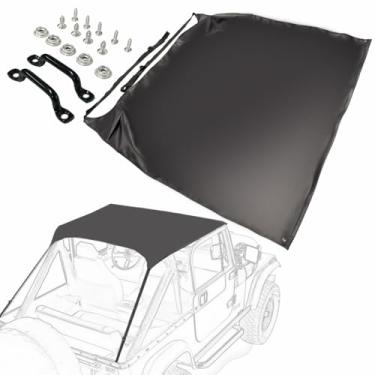 Imagem de DCOMA Top de biquíni tradicional para Jeep '76-86 CJ7 / '81-85 Scrambler CJ8 / '87-91 Wrangler YJ - Black Crush, ferragens de aço inoxidável atualizadas e tecido resistente (8% mais pesado do que