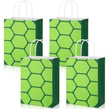 Imagem de Joottuan 24 peças de sacos de presente com tema de super tartaruga verde com alças tema de anime de desenho animado sacos de doces decoração de festa de herói para crianças e adolescentes chá de bebê