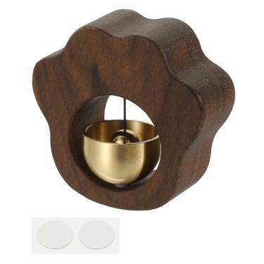 Imagem de PATIKIL 1 conjunto de sino de lojista, campainha de madeira para pendurar campainha de porta autoadesiva para abrir porta negócios ao entrar no carro da geladeira, marrom, pata de gato