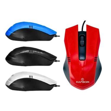 Imagem de Mouse Óptico Com Fio Usb 3 Botões Ergonomico Ka-605 - NoBrand, Vermelh