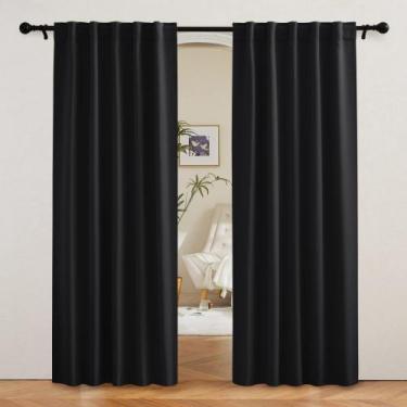 Imagem de Cortinas Blackout RYB HOME com isolamento térmico 80 pol., pretas