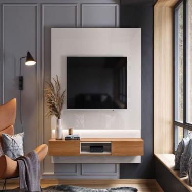 Imagem de Painel para tv Letonia off white perolizado/jequitiba - CASA H