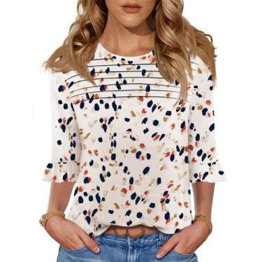 Imagem de Blusa túnica Blingfit feminina com estampa floral de manga 3/4 S