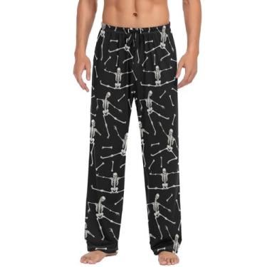 Imagem de Calça de pijama Ollabaky Halloween Skeleton Skull para homens M