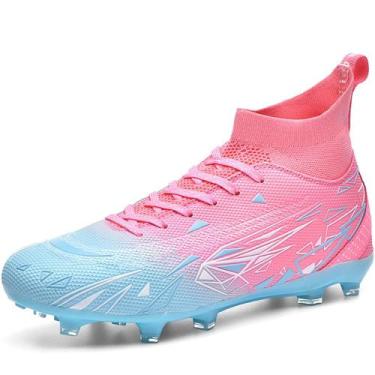 Imagem de Tênis de futebol DISRATEBLU Kids Football Chuteiras rosa para crianças