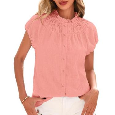 Imagem de Blusas casuais, roupas elegantes de verão, blusa feminina BTFBM, rosa
