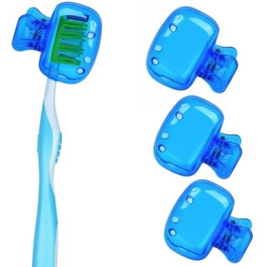 Imagem de Protetor De Escova De Dente Capa Porta Estojo Case Higiênico Viagem Infantil Adulto Antibacteriano BPA Free (3, Azul)