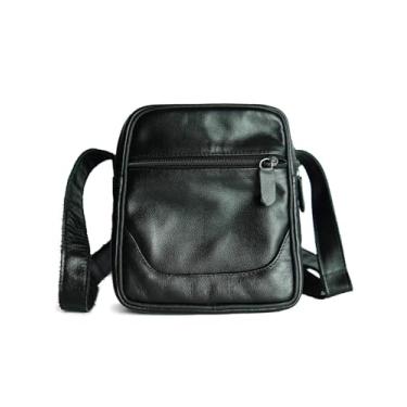 Imagem de Shoulder Bag Unissex – Bolsa de Couro Legítimo Masculina Feminina Premium Bolsa Versátil Masculina e Feminina 05 (Preta)