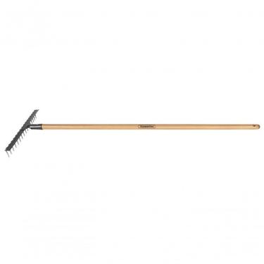 Imagem de Ancinho Tramontina Estampado Metálico 16 Dentes Com Cabo De Madeira 120cm