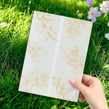 Imagem de Jaquetas de veludo para envelopes de 12 x 18 cm, papel velino pré-dobrado, envoltórios 12 x 17 cm com padrão floral de folha dourada, mangas de kit de convite de casamento, acessórios de convite de