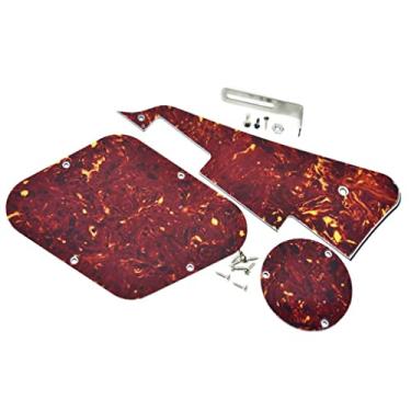 Imagem de Dopro Placa traseira de palheta de guitarra LP placa de interruptor de cavidade traseira e suporte de montagem de aço níquel com parafusos de montagem pickguard de aço para tartaruga Les Paul Vintage