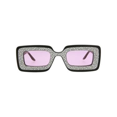 Imagem de Gucci Óculos De Sol Quadrados/Retangulares, Pretos, Rosa, Armação Acetato Luxo, Designer Moda Para O Dia A