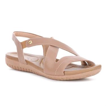 Imagem de Sandália Couro Usaflex Rasteira Transpasse - Caramelo - 39