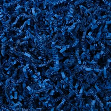 Imagem de Mefleet 900 g de papel cortado enrugado papel desfiado azul escuro enrugado para caixa de presente - enchimento de saco de cesta de presente - enchimento de almofada de grama para o dia dos pais