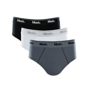 Imagem de Cueca Mash Slip Cotton Basic Branca/ Preta/ Grafite Pack 3UN, L/G