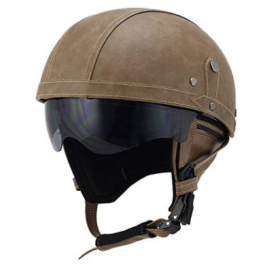 Imagem de Woljay – Capacete vintage de motocicleta para motociclista e motociclistaWoljay marrom Half helmet