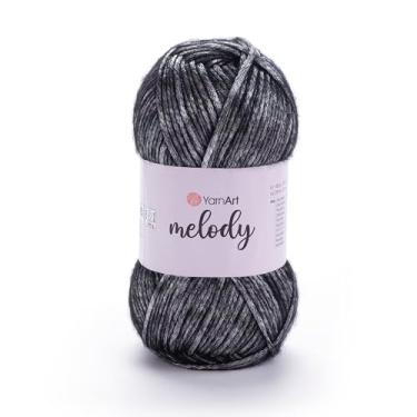 Imagem de YarnArt Melody – Fibra de brilho metálico para tricô, crochê e bordado, novelo de 100 g, 230 m, mistura premium de 70% poliamida, 21% acrílico, 9% lã (887)