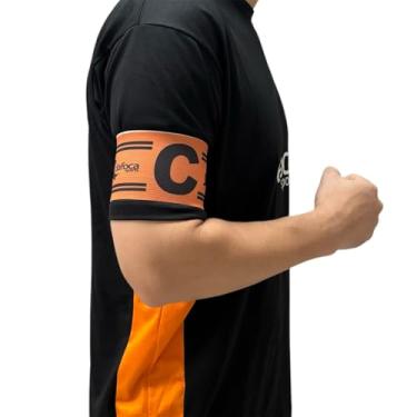 Imagem de Faixa Braçadeira de Capitão Adulto Ajustável Laranja e Preto Dafoca Sports