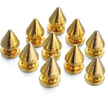 Imagem de DowgClub Pontas de substituição para coleira de cachorro de couro genuíno com pontas | (pacote com 10, dourada)