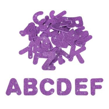 Imagem de PATIKIL Adesivos de espuma do alfabeto, 104 peças de letras A-Z EVA autoadesivos em forma de espuma, materiais de artesanato para scrapbook, cartões, faça você mesmo, decoração de casa, roxo