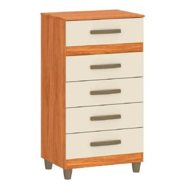 Imagem de Cômoda Malta 5 Gavetas Fellicci Cor Cinamomo Off White