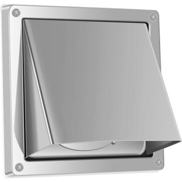 Imagem de LZVXTYM Capa de ventilação de secadora de 10 cm, tampas de exaustão de parede de aço inoxidável 304 com 4 parafusos e arruelas, capa de ventilação de parede externa à prova de intempéries, capas de