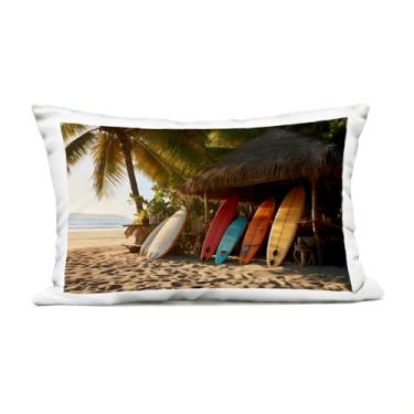 Imagem de Stupell Industries Surfboards at Beach Hut Almofada impressa ao ar livre, 35 x 18 x 50, marrom