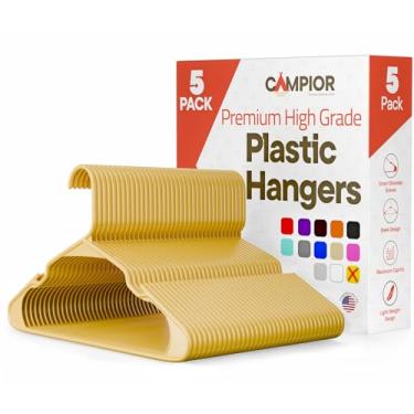 Imagem de Cabides de plástico – Conjunto de cabides resistentes para organizar roupas, vestidos e casacos, comporta até 2,3 kg, cabides que economizam espaço com ranhuras antiderrapantes nos ombros, pacote com